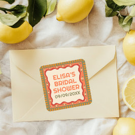 Pegatina Cuadrada Retro Boho PERSONALIZADO hecho a mano ducha de nov