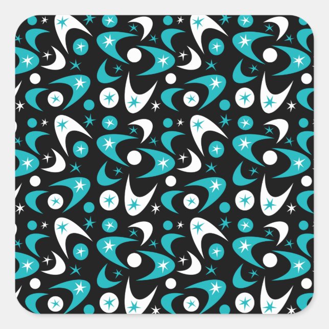 Pegatina Cuadrada Retro Boomerangs (Anverso)