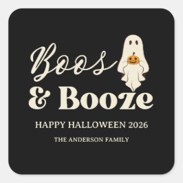 Pegatina Cuadrada  Retro Boos & Booze Spooky Halloween