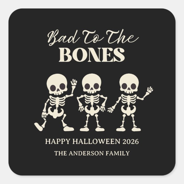 Pegatina Cuadrada  Retro Boos & Booze Spooky Halloween (Anverso)
