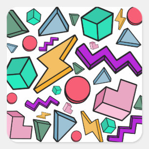 Pegatina Cuadrada Retro de cosecha estética de los años 80