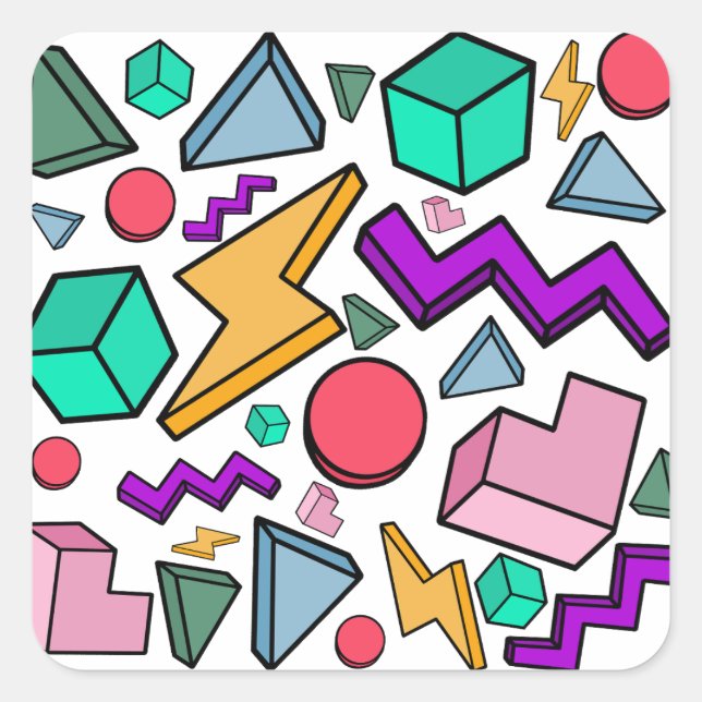 Pegatina Cuadrada Retro de cosecha estética de los años 80 (Anverso)