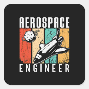 Pegatina Cuadrada Retro de ingeniería espacial de cohetes de ingenie