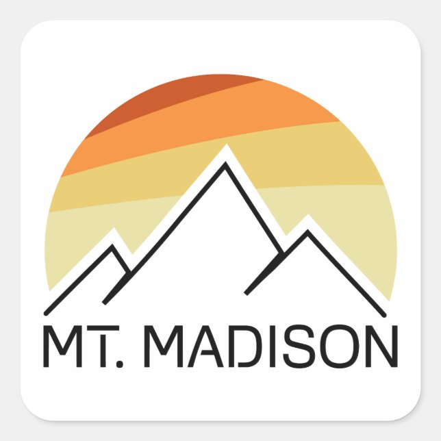 Pegatina Cuadrada Retro de Mount Madison New Hampshire (Anverso)