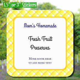 Pegatina Cuadrada Retro editable de cheques de agujeros amarillos