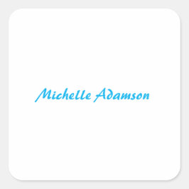 Pegatina Cuadrada Retro Elegante De Estilo Plain Sky Azul Blanco