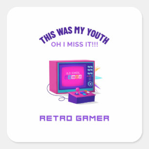Pegatina Cuadrada Retro Gamer extraña a su juventud