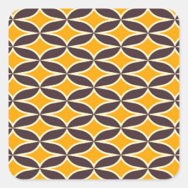 Pegatina Cuadrada Retro geometric pattern yellow and brown leaf