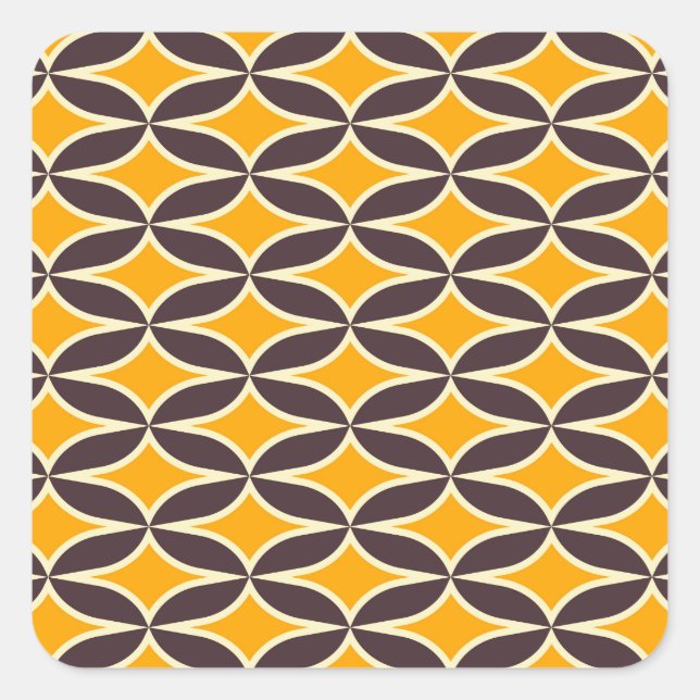Pegatina Cuadrada Retro geometric pattern yellow and brown leaf (Anverso)