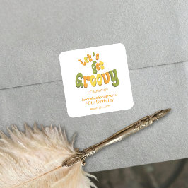 Pegatina Cuadrada Retro Groovy 60th Birthday Party Envelope Seals