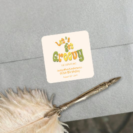 Pegatina Cuadrada Retro Groovy 60th Birthday Party Envelope Seals