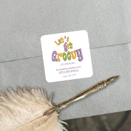 Pegatina Cuadrada Retro Groovy 60th Birthday Party Envelope Seals