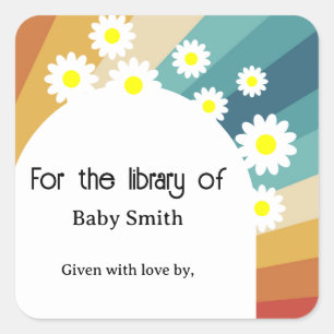 Pegatina Cuadrada Retro Groovy - Para la biblioteca de