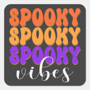 Pegatina Cuadrada Retro Groovy Spooky Vibes Halloween