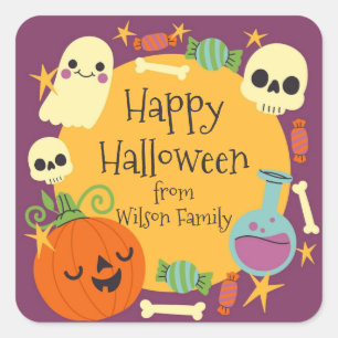 Pegatina Cuadrada Retro Halloween Spooky