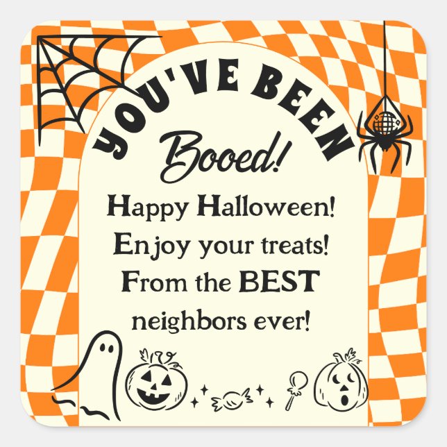 Pegatina Cuadrada Retro Hemos sido abucheados, has sido Booed Game (Anverso)