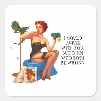 Pegatina Cuadrada Retro Housewife Humor Pin-up chica