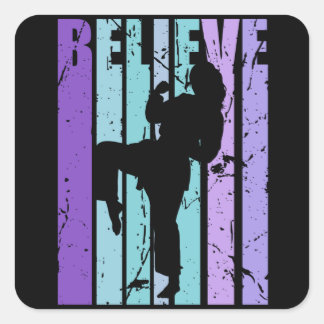 Pegatina Cuadrada Retro Judo Karate Artes Marciales Mujeres Chicas