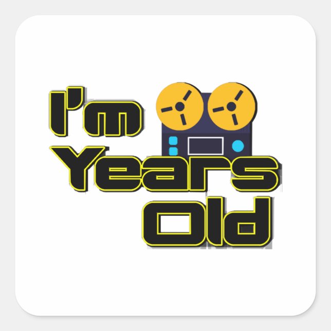 Pegatina Cuadrada Retro Magnetophon reel-to-reel (Anverso)