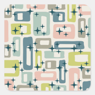 Pegatina Cuadrada Retro Mid Century Moderno