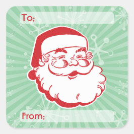 Pegatina Cuadrada Retro Mid-Century Santa Claus Gift Tag Sticker