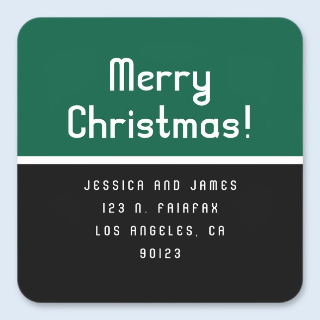 Pegatina Cuadrada Retro-Modern Merry Christmas Return Address  (Subido por el creador)