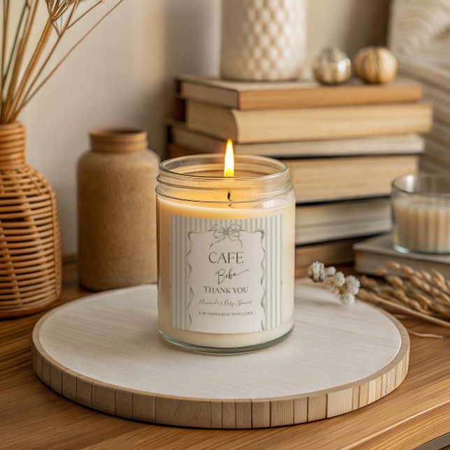 Pegatina Cuadrada Retro Neutral Bow Cafe Bebe Coffee Baby Shower (Subido por el creador)