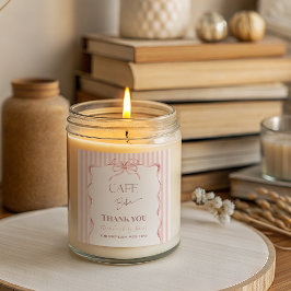 Pegatina Cuadrada Retro Pink Bow Cafe Bebe Girl Coffee Baby Shower