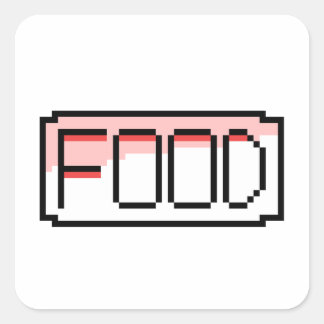 Pegatina Cuadrada Retro RPG Pixel Art – Chat Box ‘Food’