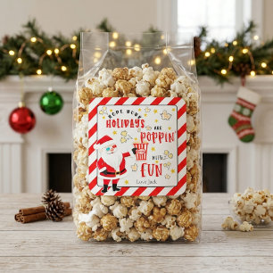 Pegatina Cuadrada Retro Santa Navidades Están de Moda palomitas de m