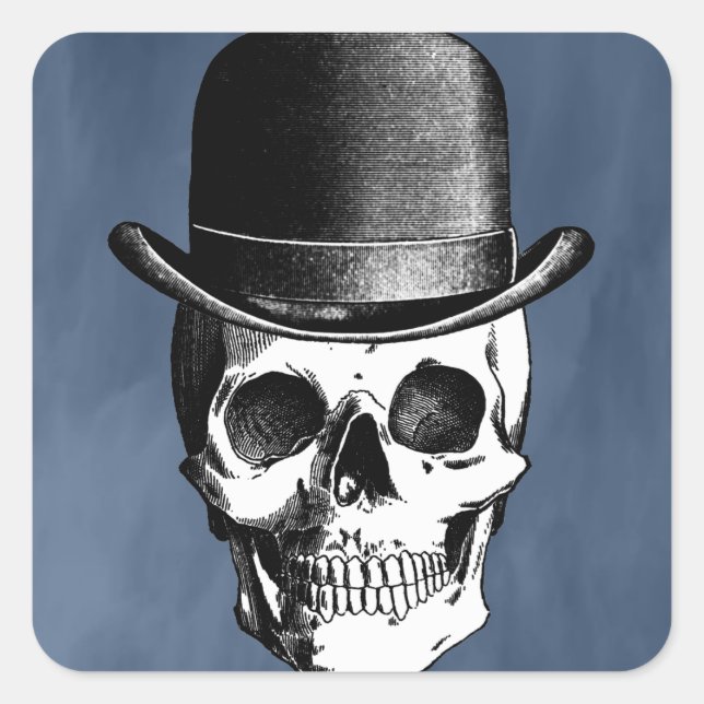 Pegatina Cuadrada Retro Skull Head (Anverso)