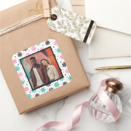 Pegatina Cuadrada Retro Snowflakes