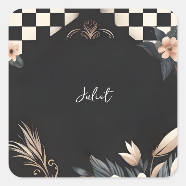 Pegatina Cuadrada Retro Studio Creative Illustrated Bridal Shower (Anverso)