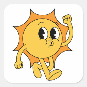 Pegatina Cuadrada Retro Sun Smiley
