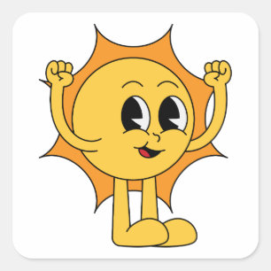 Pegatina Cuadrada Retro Sun Smiley
