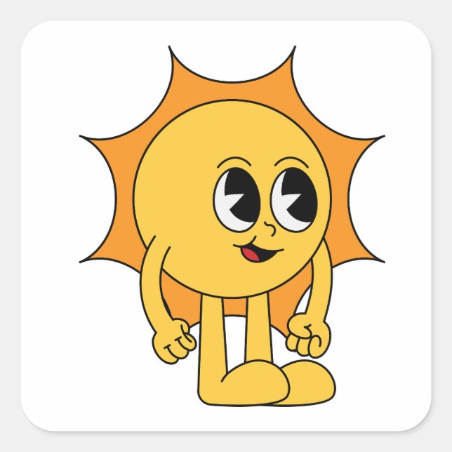 Pegatina Cuadrada Retro Sun Smiley (Anverso)