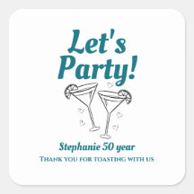 Retro Teal Cocktail Woman's 50th Birthday Party