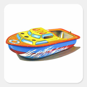 PEGATINA CUADRADA RETRO TOY BOAT T-SHIRT