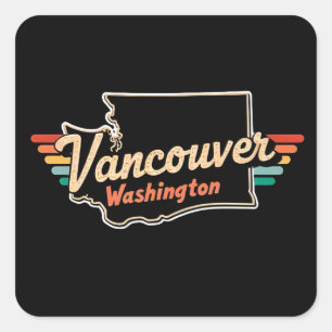 Pegatina Cuadrada Retro Vancouver Estado de Washington