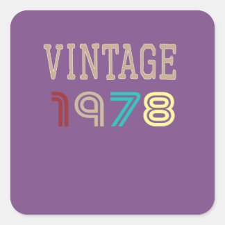 Pegatina Cuadrada Retro Vintage 1978 40º Regalo de cumpleaños para h