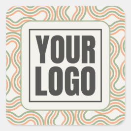 Pegatina Cuadrada Retro Wavy Abstract Pattern Business Sticker