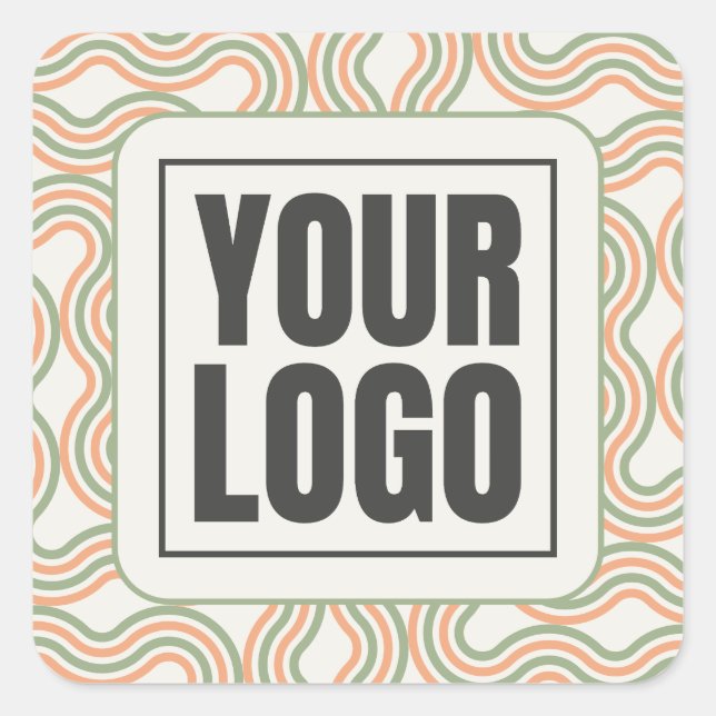 Pegatina Cuadrada Retro Wavy Abstract Pattern Business Sticker (Anverso)