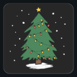 Pegatina Cuadrada Retro Xmas Merry Christmas Tree Lights<br><div class="desc">Retro Xmas Merry Christmas Tree Lights</div>