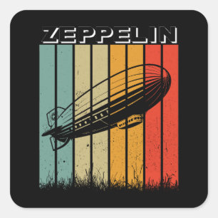 Pegatina Cuadrada Retro Zeppelin Dirigible Airship Zepelin Zepplin