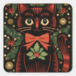 Pegatina Cuadrada RetroXmasCat