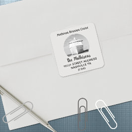 Pegatina Cuadrada Return Address Family Reunion Cruise Ship