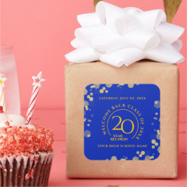 Pegatina Cuadrada Reunión de clase de la Escuela Azul y Oro