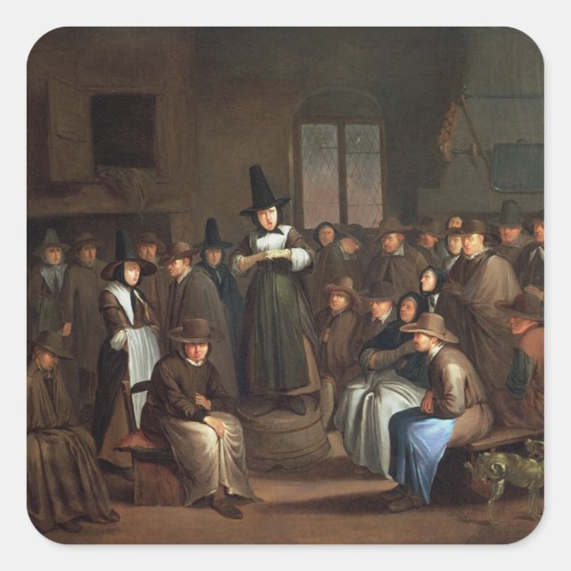 Pegatina Cuadrada Reunión de Cuadros (Anverso)