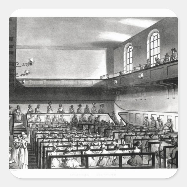 Pegatina Cuadrada Reunión de Cuáqueros, de Ackermann's (Anverso)