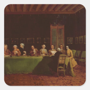 Pegatina Cuadrada Reunión de diplomáticos (petróleo sobre lienzo)
